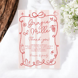 Cartão De Agradecimento Tiras Rosa Vermelhas - Chá de fraldas Ciao Conside