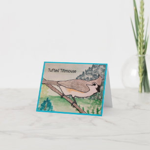 Cartão De Agradecimento Titmouse tufado Azure Blue Vazio Greeting Card
