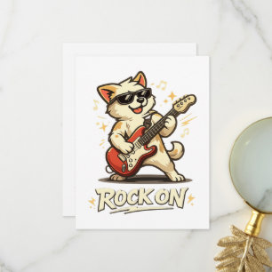 Cartão De Agradecimento Toca Guitarra Cachorro Engraçado Música Rock