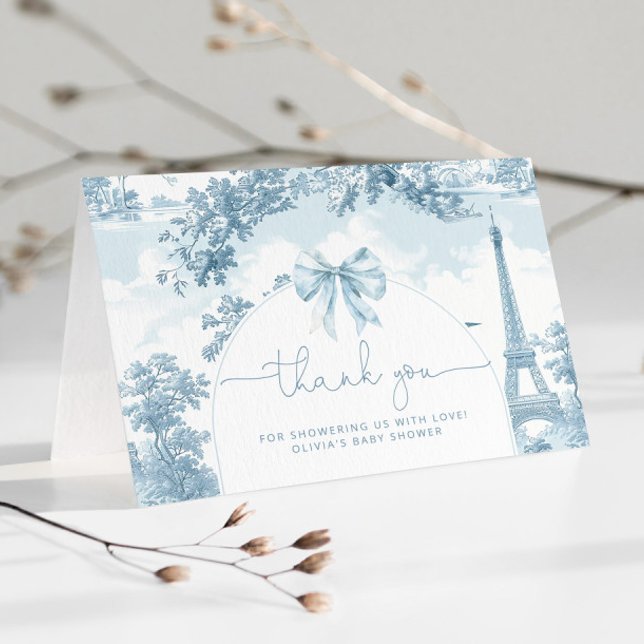 Cartão De Agradecimento Toile de Jouy chá de fraldas francês de bonjour (Criador carregado)