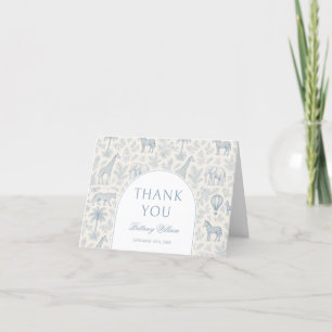 Cartão De Agradecimento Toile De Jouy Safari Chá de fraldas Azul Pastel