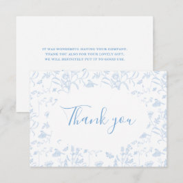 Cartão de Agradecimento Toile Floral para Chá de N