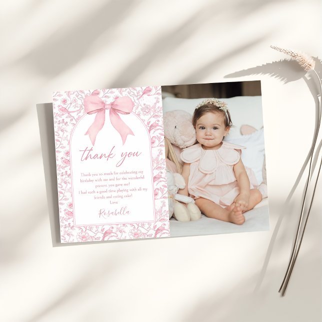 Cartão De Agradecimento Toile Pink Chinoiserie Floral Birday (Criador carregado)