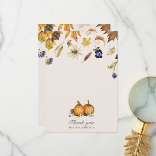 Cartão de Agradecimento Tom de Outono Abóbora e Es