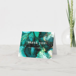 Cartão De Agradecimento Tom verde esmeralda tom de jóia casamento obrigado