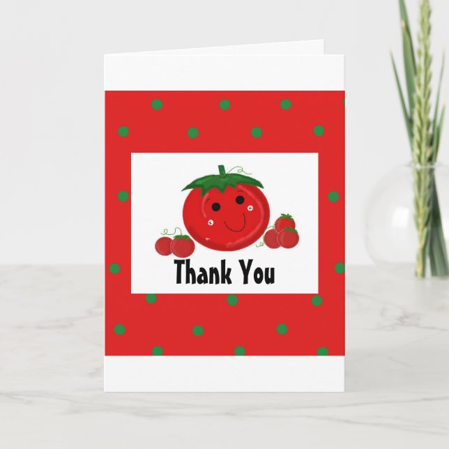 Cartão De Agradecimento Tomate Vermelho Obrigado (Frente)