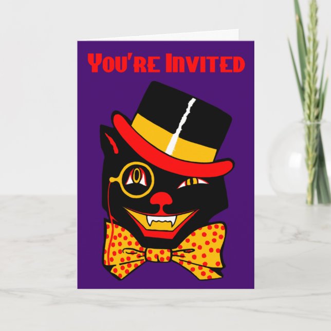 Cartão De Agradecimento Top Hat Cat Invitation (Frente)