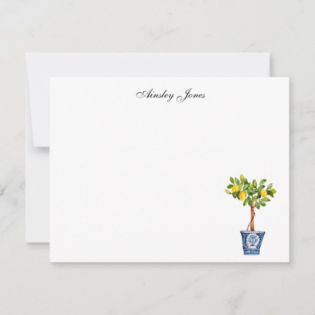 Cartão De Agradecimento Topiária de árvore de limão em aquarela (Frente)