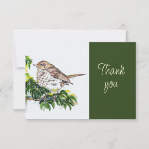 Cartão De Agradecimento Tordo-de-swainson Pássaro Natureza AquarelaObrigad