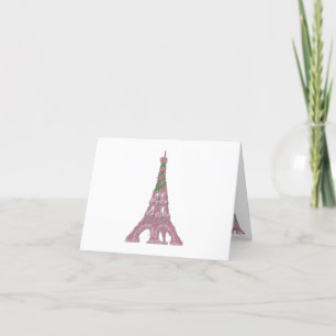 Cartão De Agradecimento Torre Eiffel Rosa Rosas arte de Topiaria francesa 
