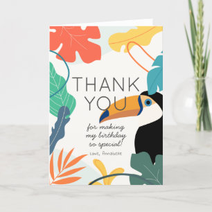 Cartão De Agradecimento Toucan Tropical Leaf Birthday