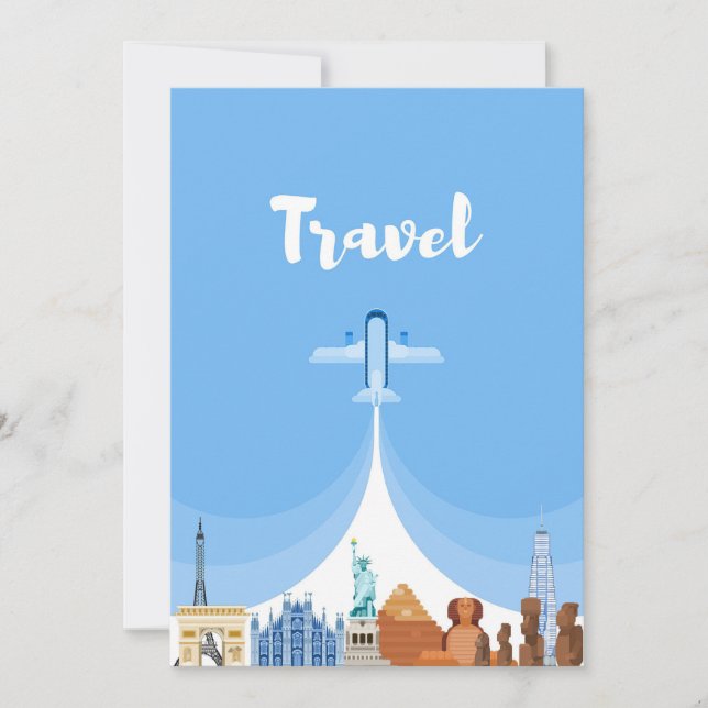 Cartão De Agradecimento Travel Art Travel Around The World (Frente)