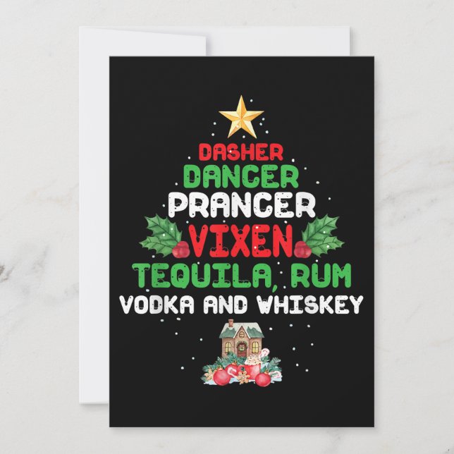 Cartão De Agradecimento Tree Dasher Dancer Prancer Vixen Tequila Whiskey (Frente)