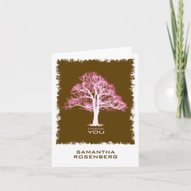 Cartão De Agradecimento Tree of Life Bat Mitzvah Thank You Card, Chocolate (Frente)