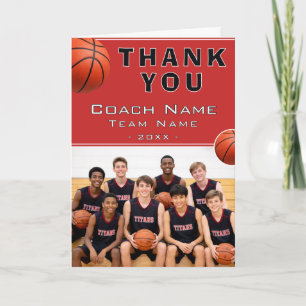 Cartão De Agradecimento Treinador de Basquete Nome da Equipe Foto
