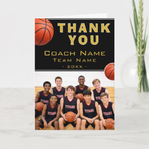 Cartão De Agradecimento Treinador de Basquete Nome da Equipe Foto