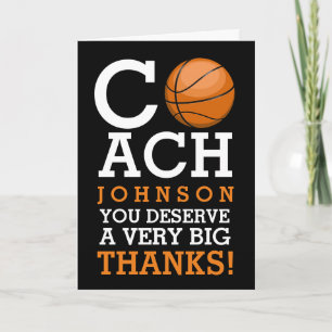 Cartão De Agradecimento Treinador de basquetebol Coach Custom Bold Obrigad