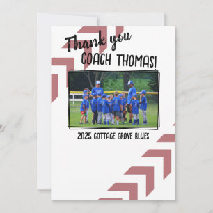 Cartão De Agradecimento Treinador de Beisebol Foto da Equipe Personalizada