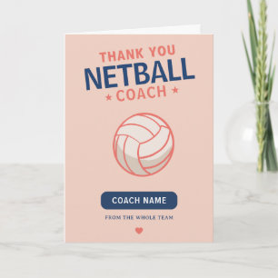 Cartão De Agradecimento Treinador de Equipe de Netball Moderno