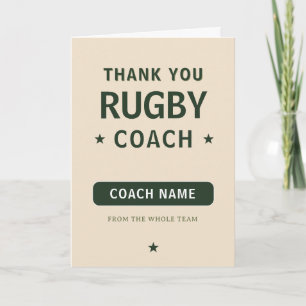 Cartão De Agradecimento Treinador de Equipe de Rugby Moderno