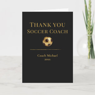 Cartão De Agradecimento Treinador de Futebol Elegante Ouro Preto Apreciaçã