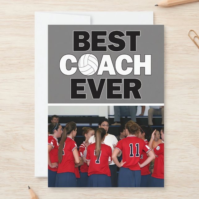 Cartão De Agradecimento Treinador De Voleibol Melhor Foto Personalizada -  (Customizable volleyball coach thank you cards. Personalize with your own team photo!)