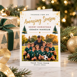 Cartão De Agradecimento Treinador Natal Temporada Incrível Foto da Equipe
