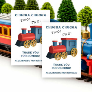 Cartão De Agradecimento Trem Chugga Dois Dois Segundo Aniversário