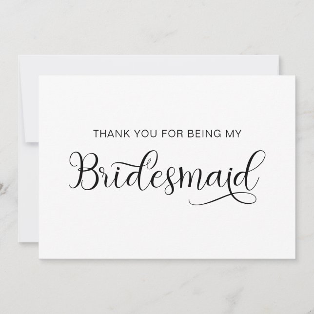 Cartão De Agradecimento Trendy Calliographic Heart Swash Bridesmaid (Frente)