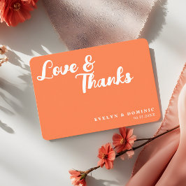Cartão De Agradecimento Trendy Script Coral Orange Love & Thanks Wedding