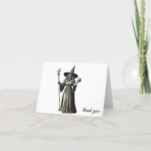 Cartão De Agradecimento Trendy Spooky Halloween bruxa e vassoura