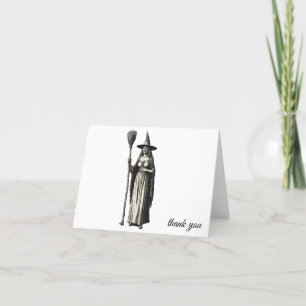 Cartão De Agradecimento Trendy Spooky Halloween bruxa e vassoura