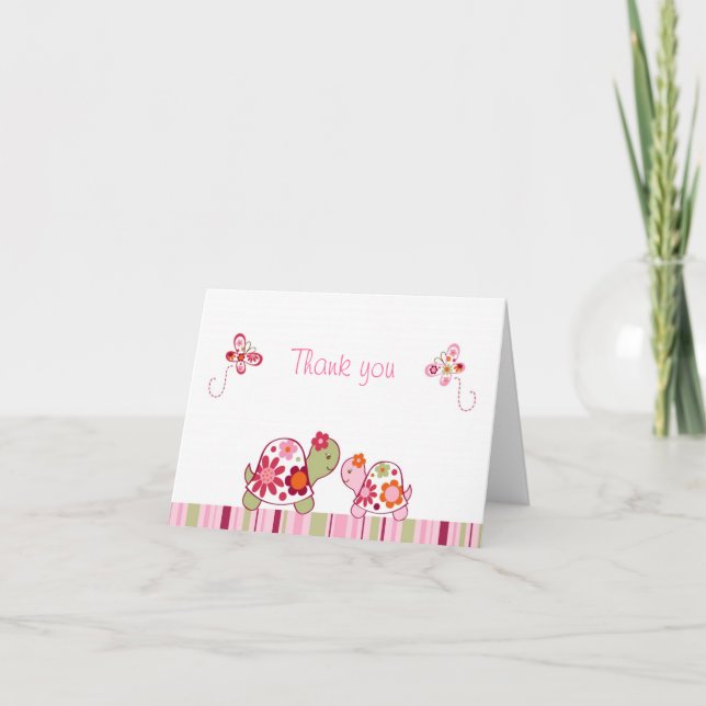 Cartão De Agradecimento Trendy Tropical Turtle Thank You Note Cards (Frente)