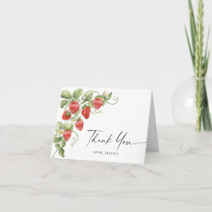 Cartão De Agradecimento Trendy Watercolor Meadow Strawberry