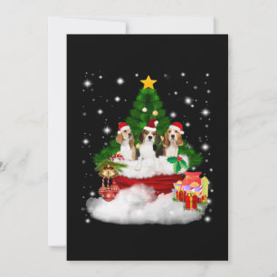 Cartão De Agradecimento Três Beagles Papai Noel com Árvore de Natal