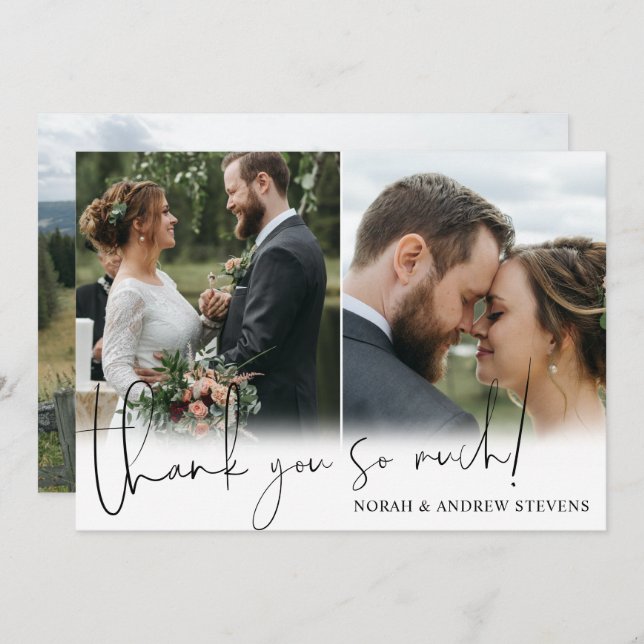 Cartão De Agradecimento Três Fotos De Casamento Muito Obrigado (Frente/Verso)