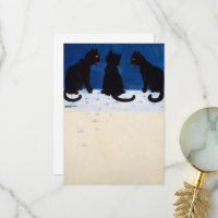 Três gatos pretos na neve por Louis Wain