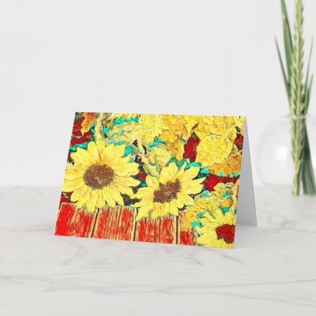 Cartão De Agradecimento Três girassóis (Frente)