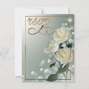 Cartão De Agradecimento Três Rosas Brancas/Trim Dourado