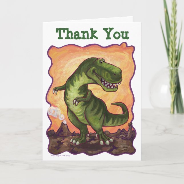 Cartão De Agradecimento TRex Dinosaur B-Day Thank You Card (Frente)
