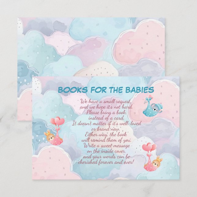 Cartão De Agradecimento Triplets Books for the Babies (Frente/Verso)