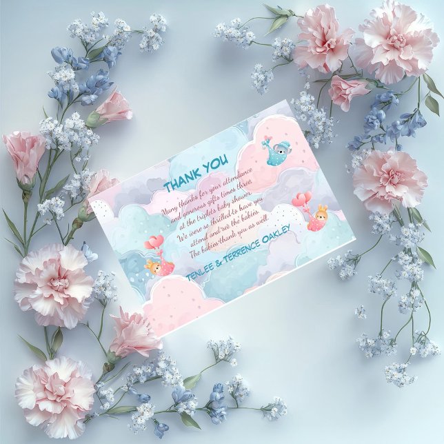 Cartão De Agradecimento Triplets Two Girls and A Boy Thank You (Criador carregado)