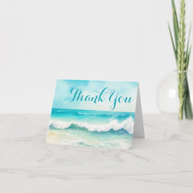 Cartão De Agradecimento Tripulação do Cruzeiro de Barco do Oceano em Aquar (Frente)