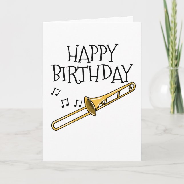 Cartão De Agradecimento Trombone Birthday Card Trombonista Brass Musico (Frente)