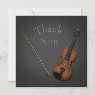Cartão De Agradecimento Trompe L'oeil Miniatura Violino e Arco Personaliza