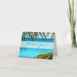 Cartão De Agradecimento Tropical Beach and Palms Wedding Thank You
