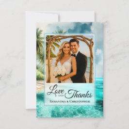 Cartão De Agradecimento Tropical Beach Love & Thanks Photo & Note Wedding