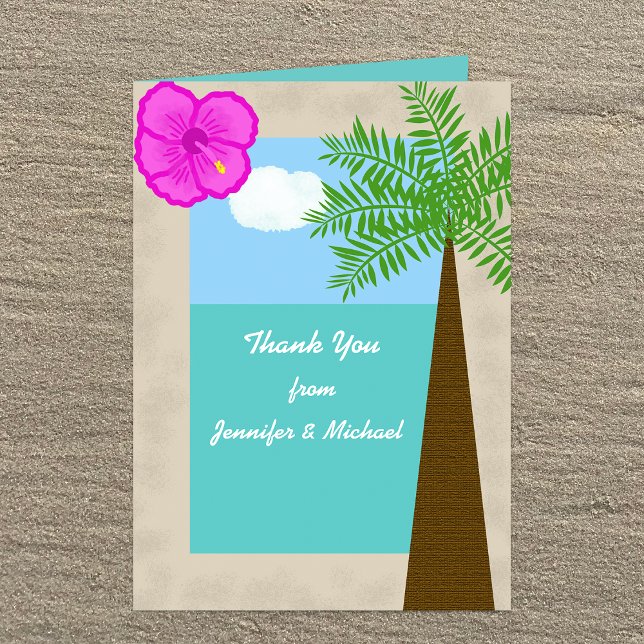 Cartão De Agradecimento Tropical Beach Wedding Thank You Card (Criador carregado)