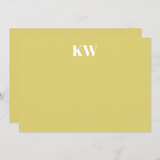 Cartão De Agradecimento Tropical Chartreuse Monogram Initials Personalized (Frente/Verso)