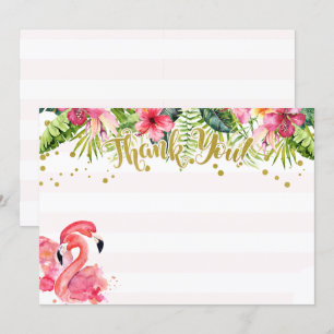 Cartão de Agradecimento Tropical Flamingo Rosa & D